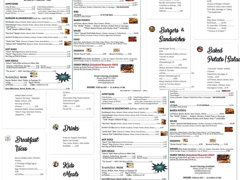 Papa's Pit BBQ & more Menu