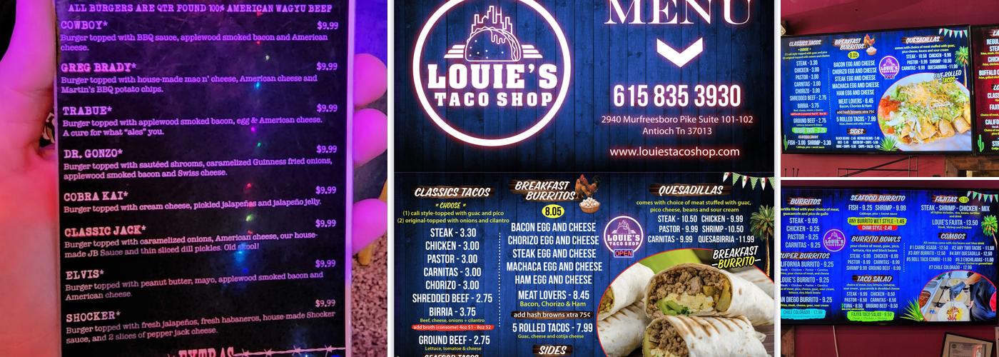 Louie's Taco Shop & Bar Menu