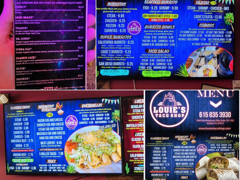 Louie's Taco Shop & Bar Menu