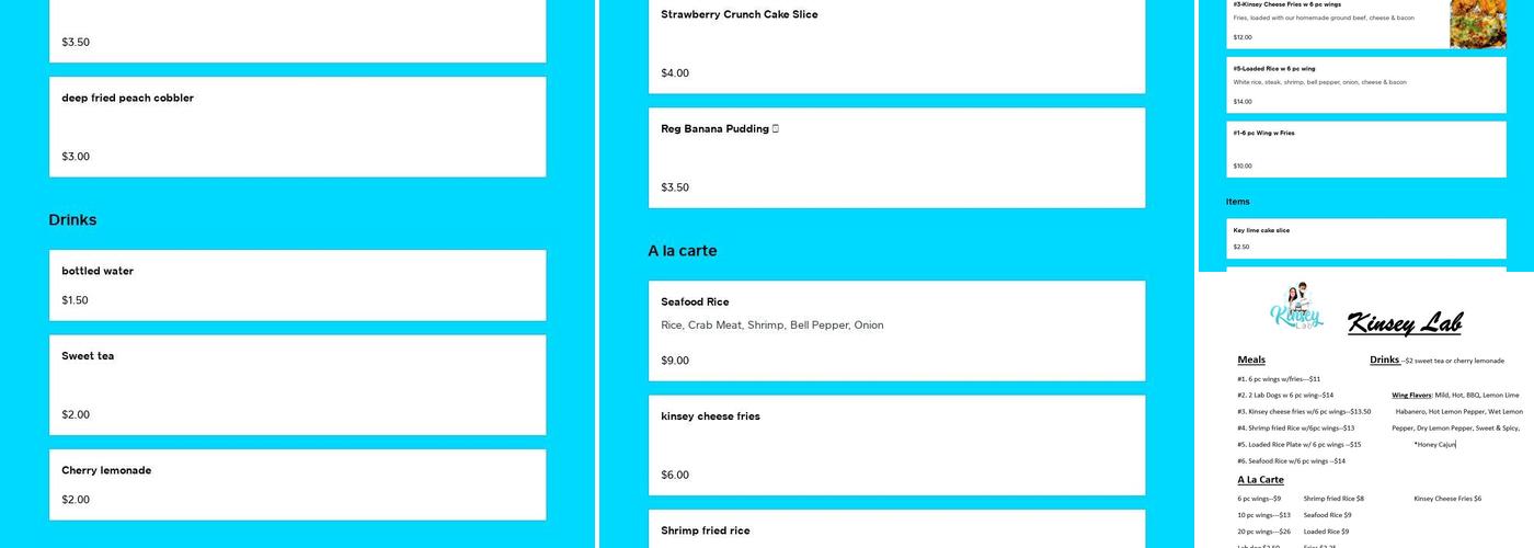 Kinsey Lab Menu