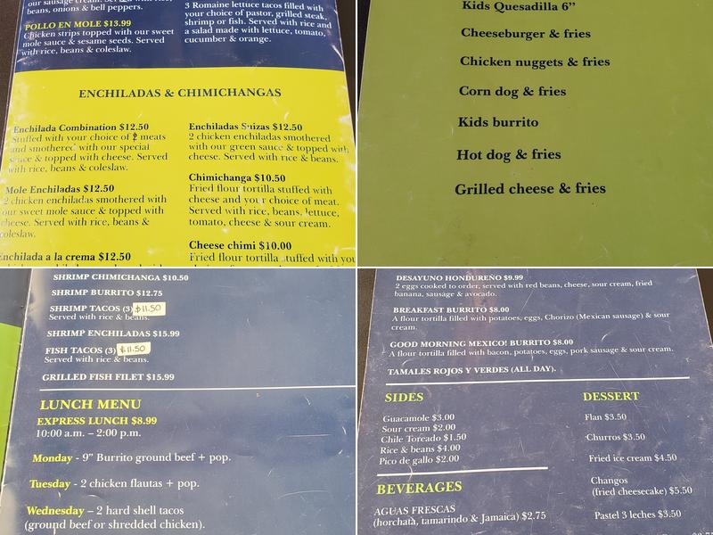 Plazita Mexican Restaurant #2 Menu