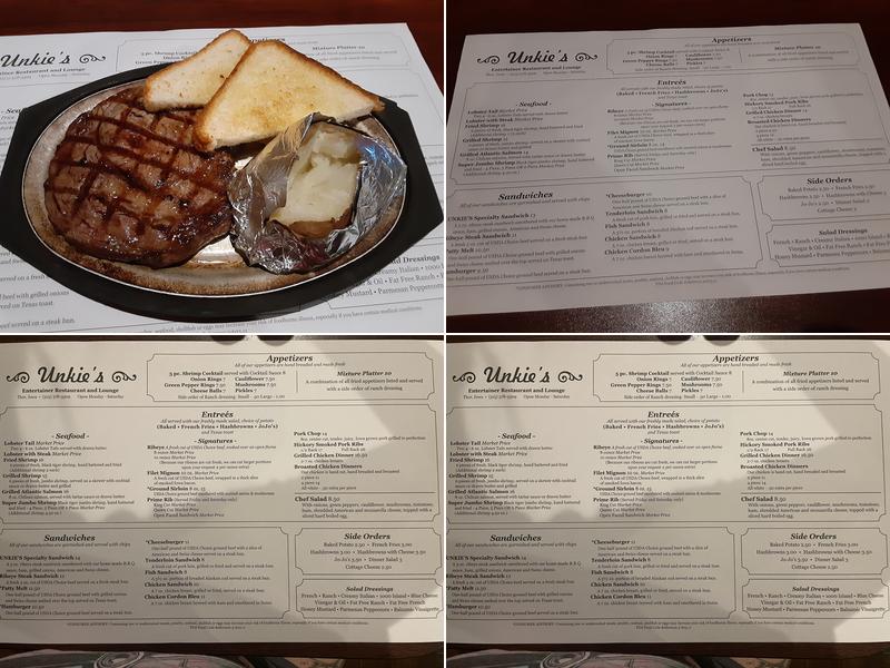 Unkie’s Entertainer Restaurant and Lounge Menu