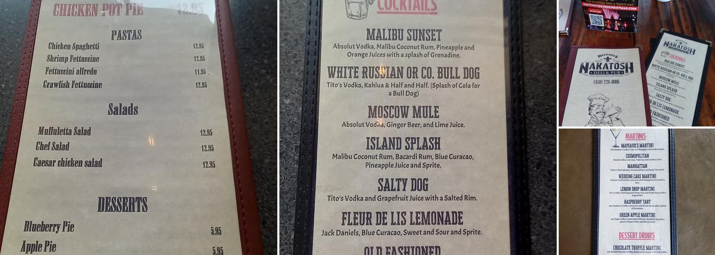 Mayeaux’s Nakatosh Deli & Pub Menu