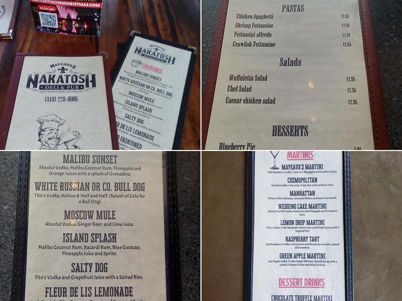Mayeaux’s Nakatosh Deli & Pub Menu