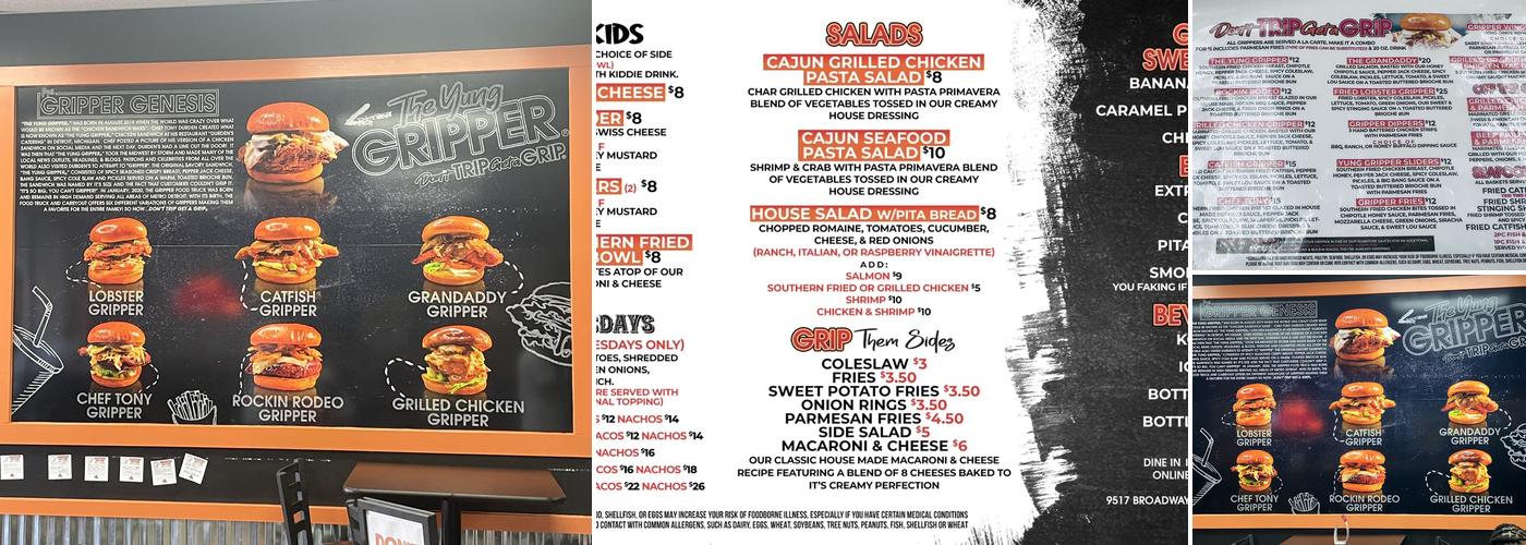 The Gripper Kitchen Menu
