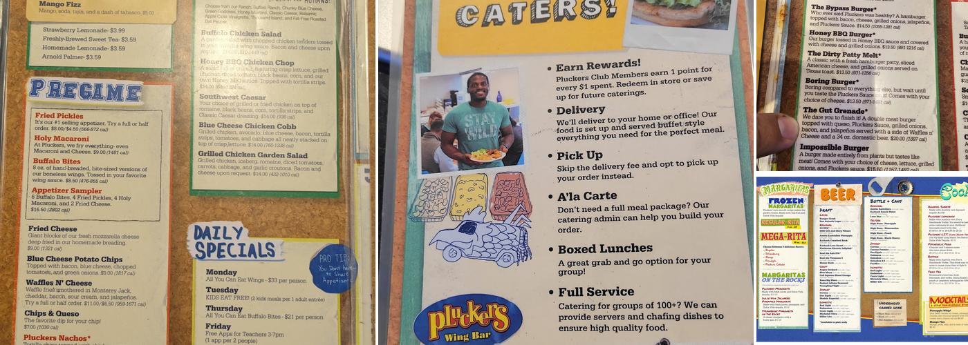 Pluckers Wing Bar Menu