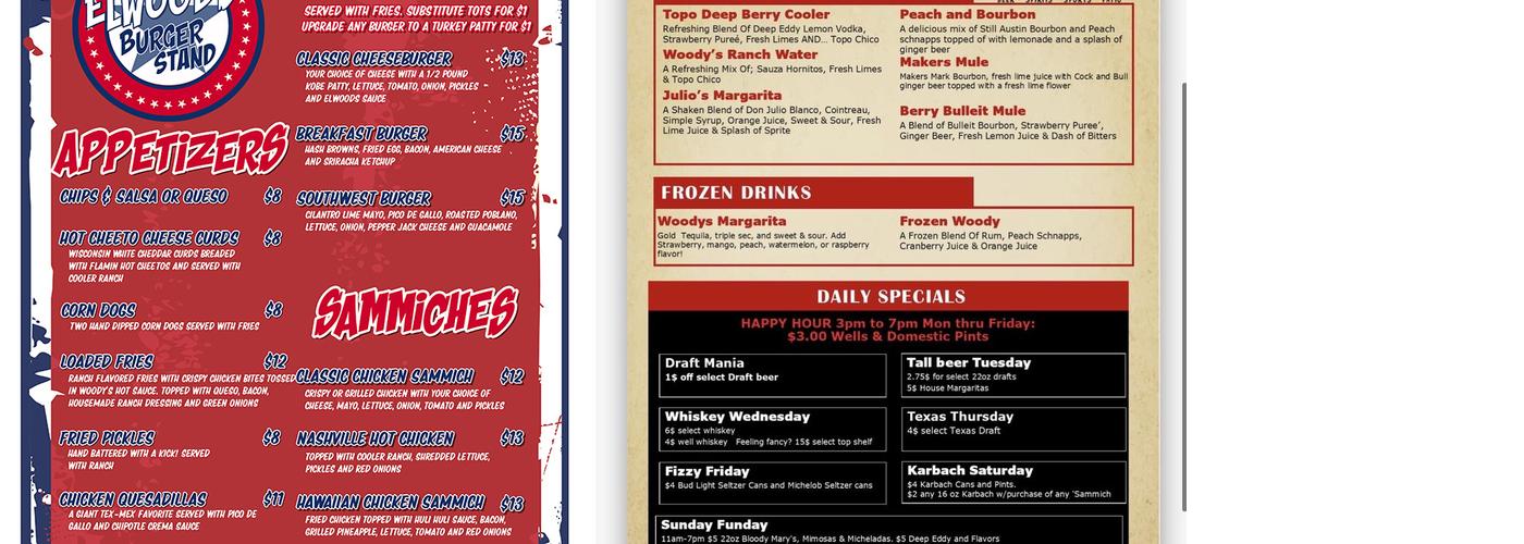 Little Woodrow's Braun Menu