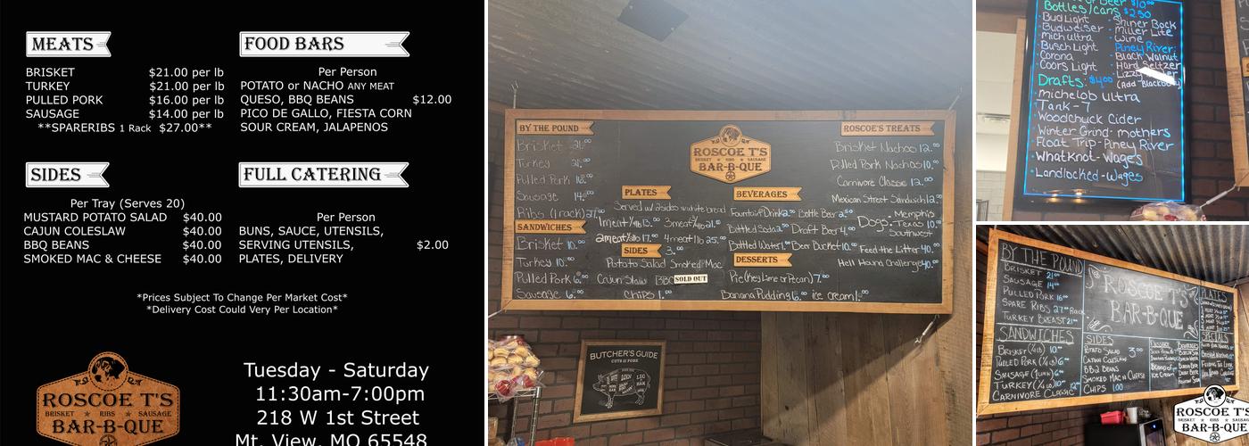 Roscoe T's Bar-B-Que Menu