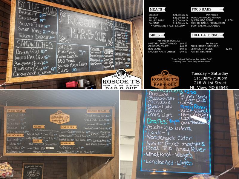 Roscoe T's Bar-B-Que Menu
