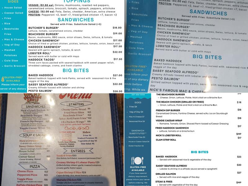 Nick's Beachside Grille Menu
