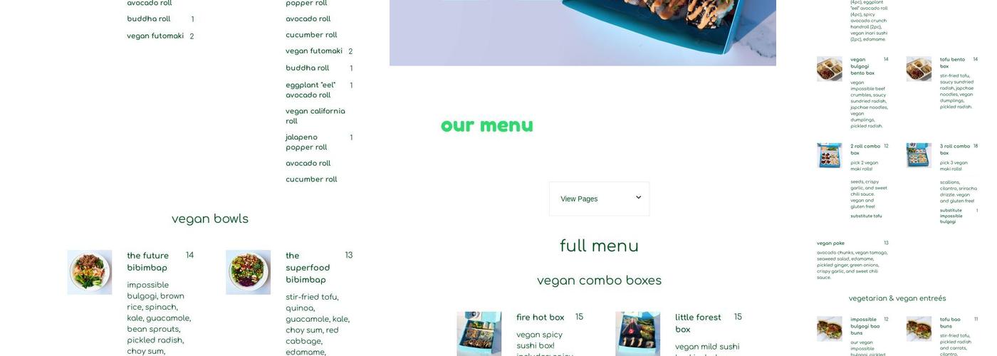 Sushi But Like Vegan Menu