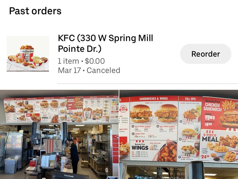 KFC Menu