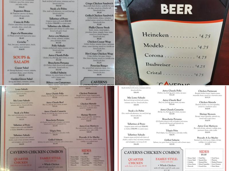 Las Caverns Menu