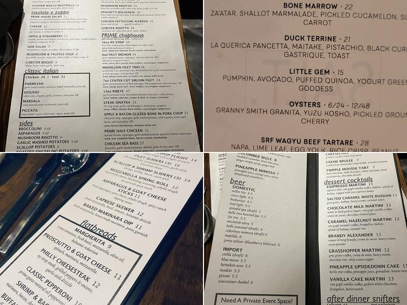 Prime Steakhouse Menu