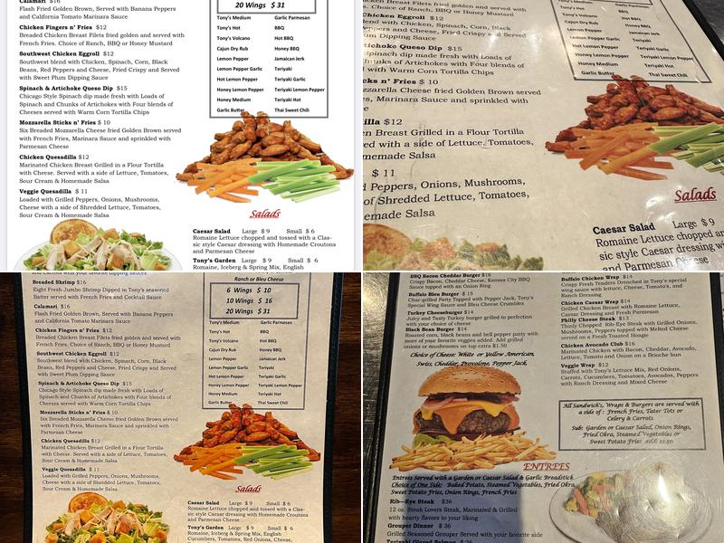 Tony's Sports Grill Menu