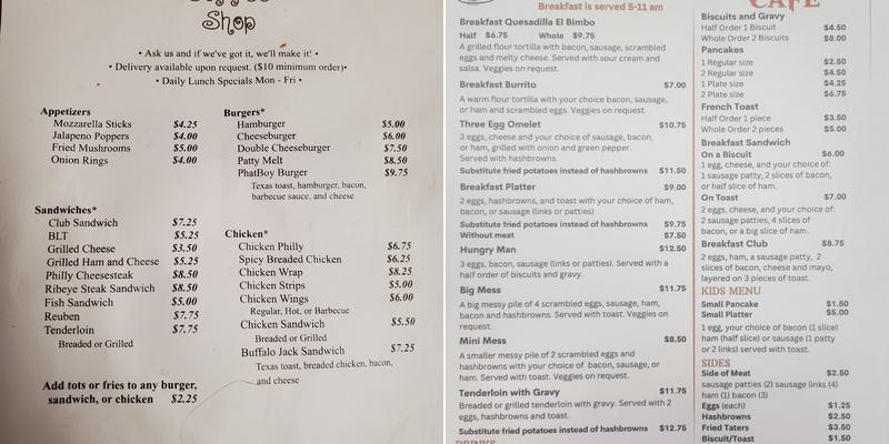 Two Crazy Ladies Cafe Menu