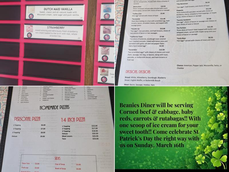 Beanies Diner Menu