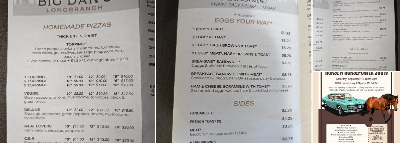 Big Dans Longbranch Menu