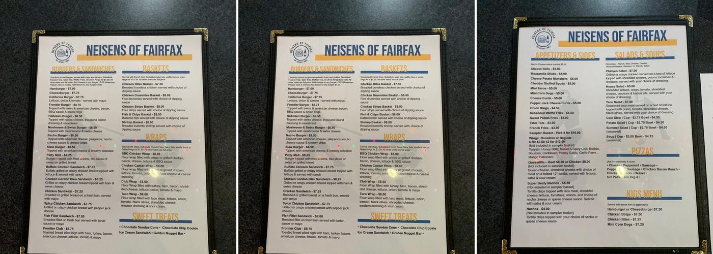 Neisen Bros' Bar &Grill Menu