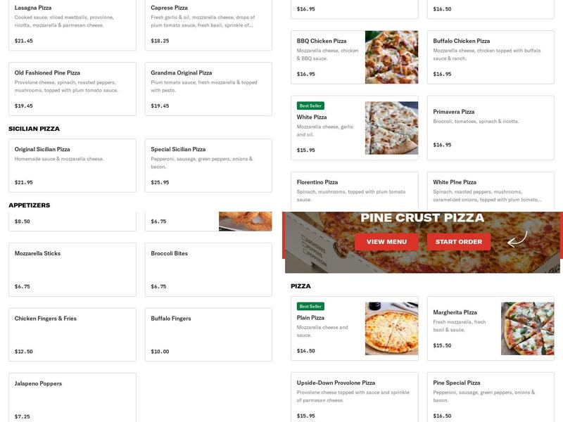 Pine Crust Pizza Menu
