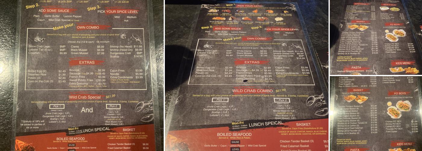 Wild Crab Menu