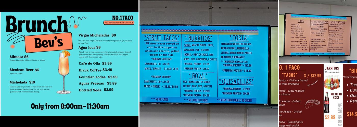 No. 1 Taco Menu
