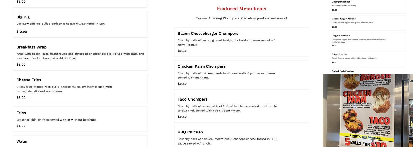 Chompers Menu