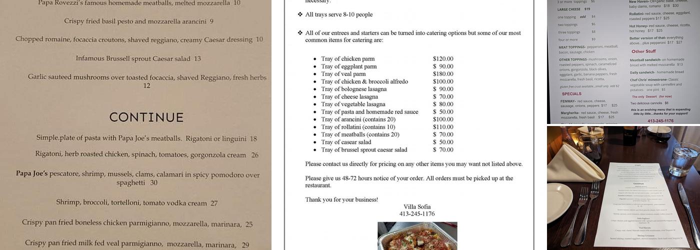 Villa Sofia Menu