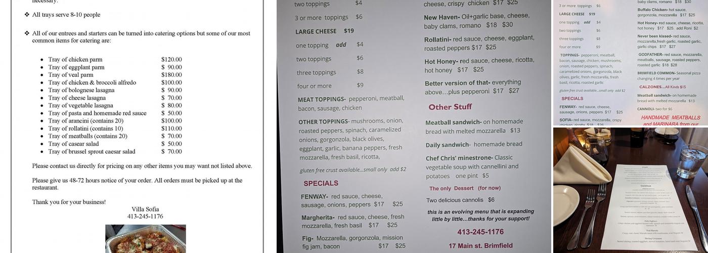 Villa Sofia Menu