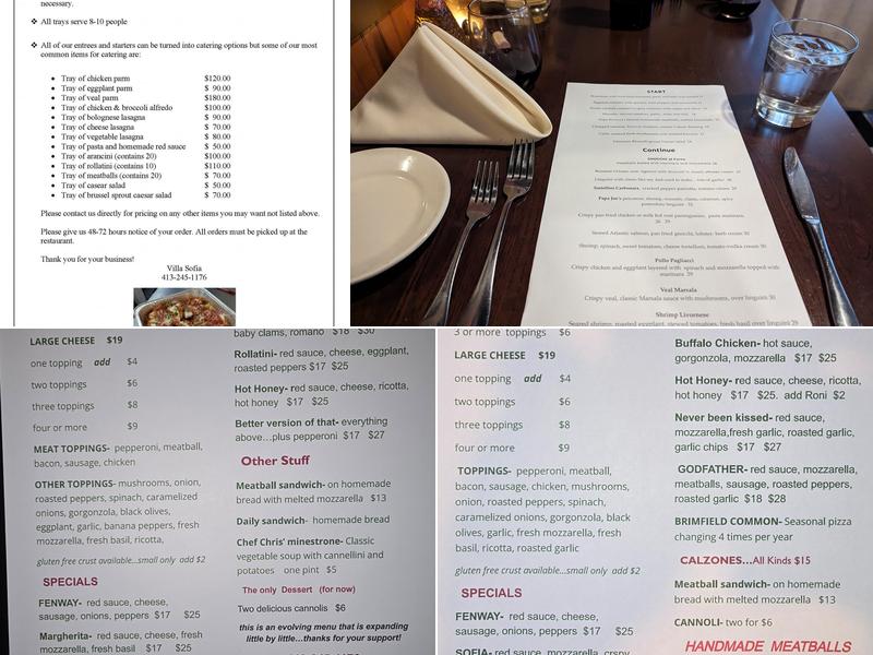 Villa Sofia Menu