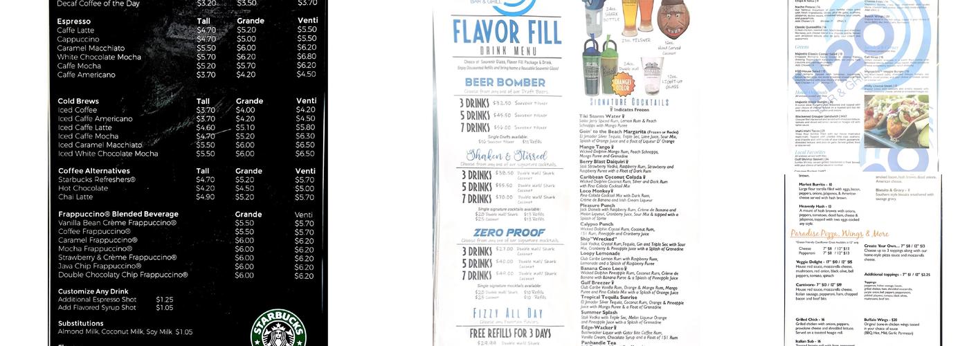 H2O Bar & Grill Menu
