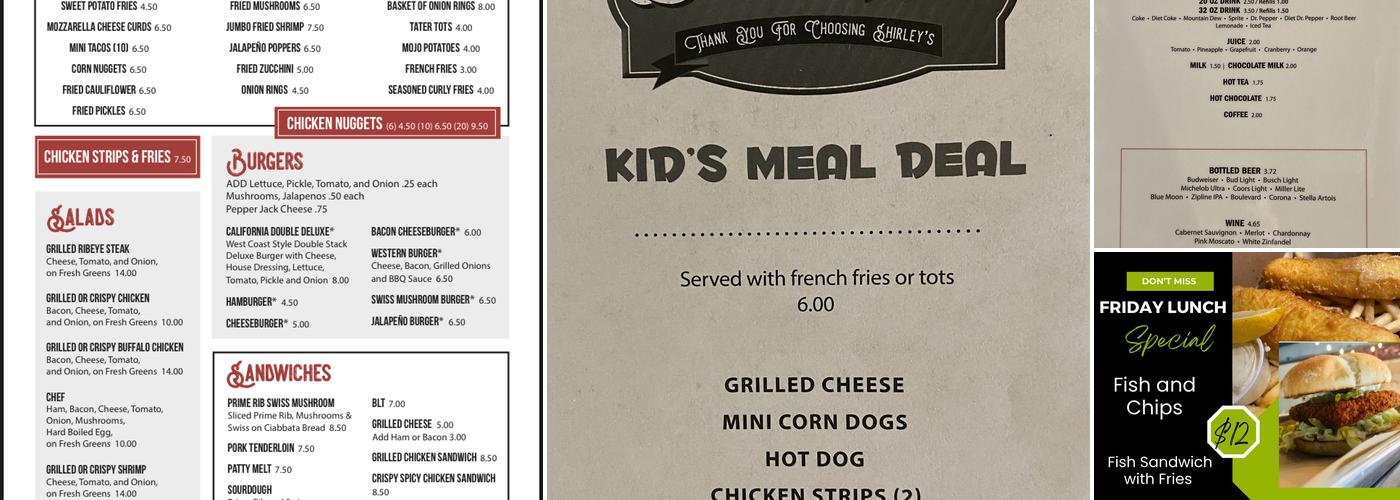 Shirley’s Place Menu