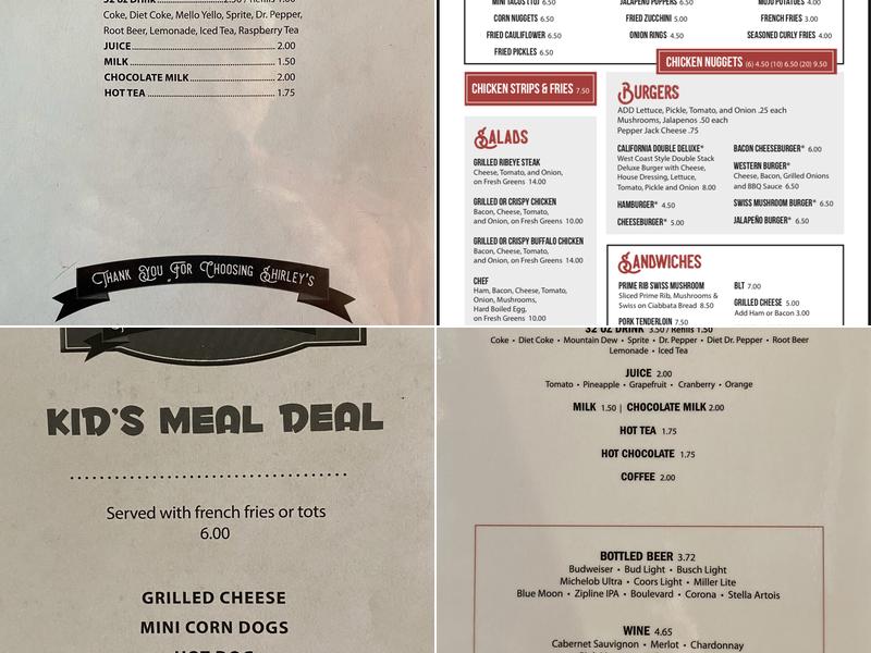 Shirley’s Place Menu