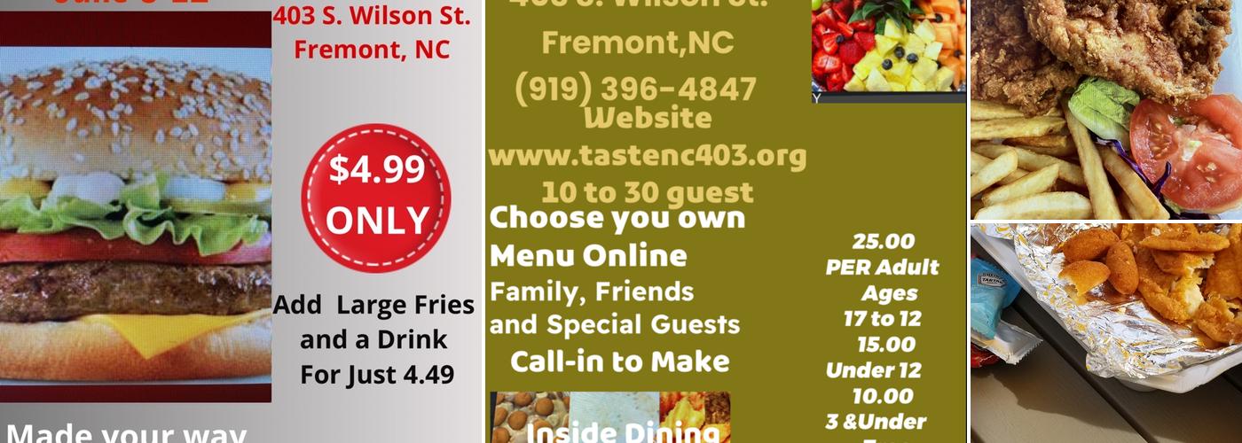 Taste NC Kitchen Menu