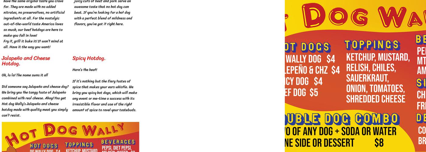 Hot Dog Wally's Menu