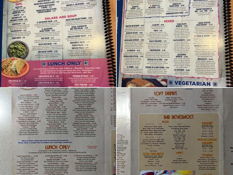 El Jalisciense Mexican Restaurant Menu