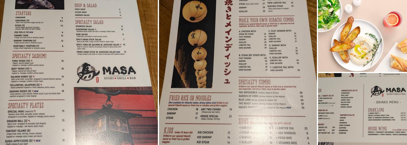 Masa Sake Grill Menu