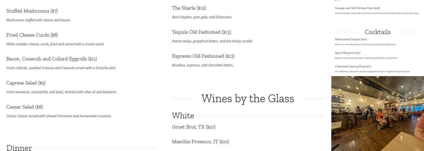 The Bottle Tree Menu