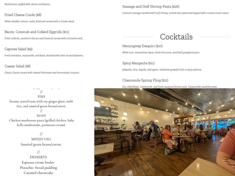 The Bottle Tree Menu