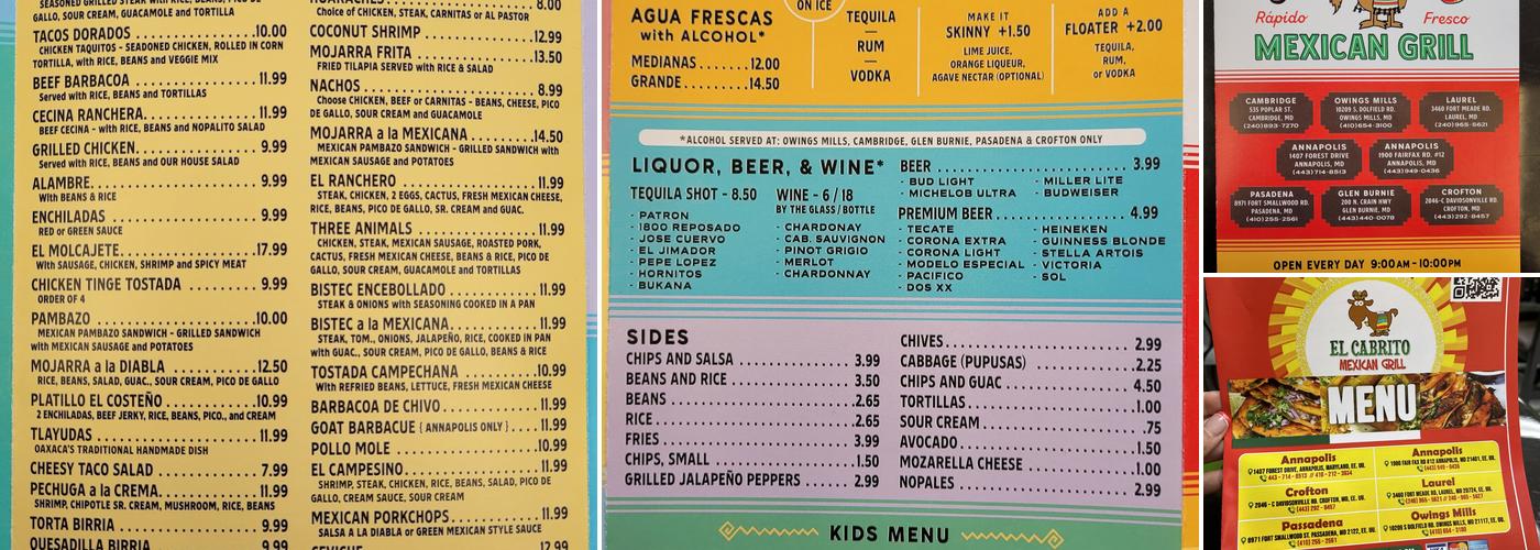 El Cabrito Mexican Grill Menu