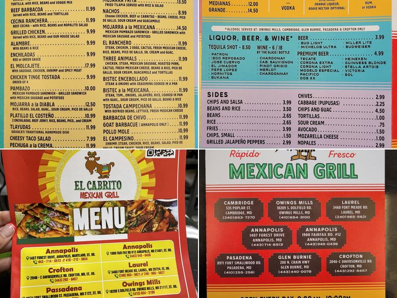 El Cabrito Mexican Grill Menu