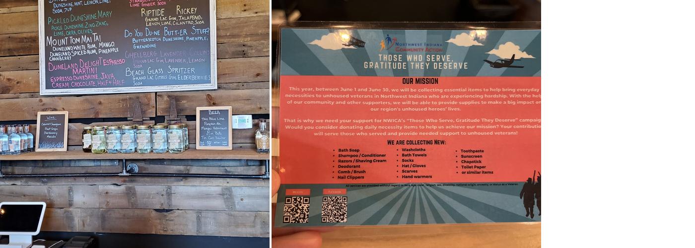 Duneland Distillery Menu