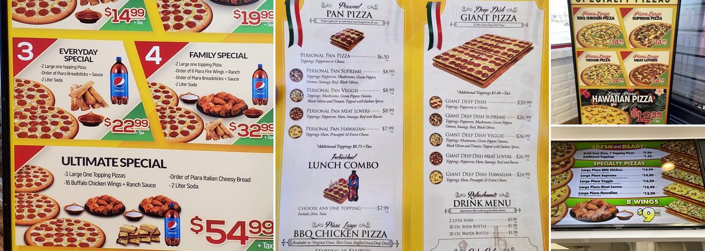 Piara Pizza Menu