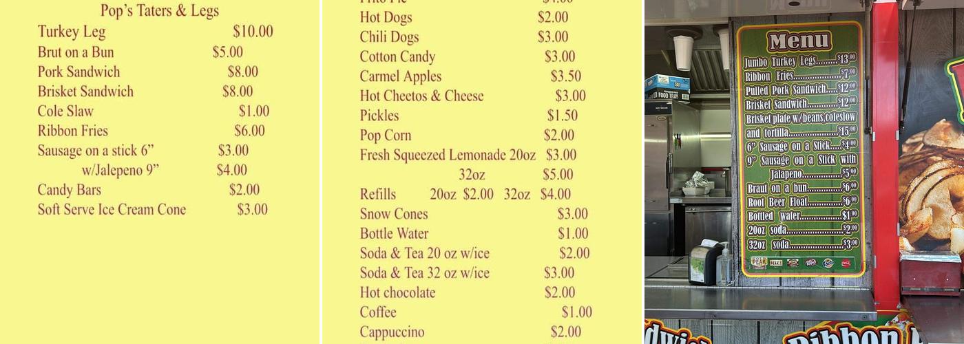 Pops Funnel Cakes Menu