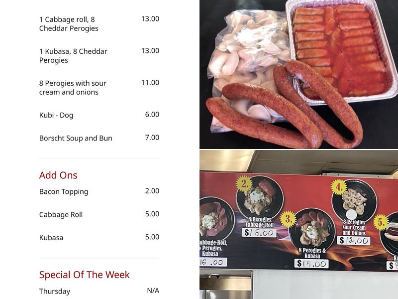 Ukrainian Fine Food Menu