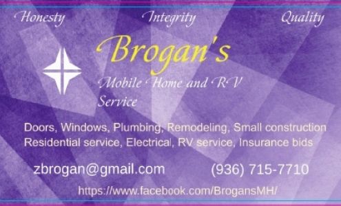 Brogan's Mobile Home and RV Service 206 Blue Ridge Dr Box 128, Etoile Texas 75944