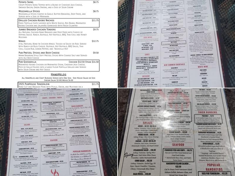 1925 PubHouse Courtyard Menu