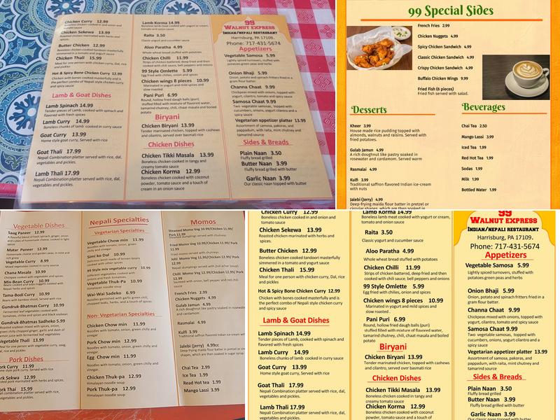 99 Walnut Express (Nepali Indian Restaurant) Menu