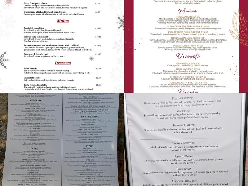 Casa La Cucina Italiana - Evesham Menu