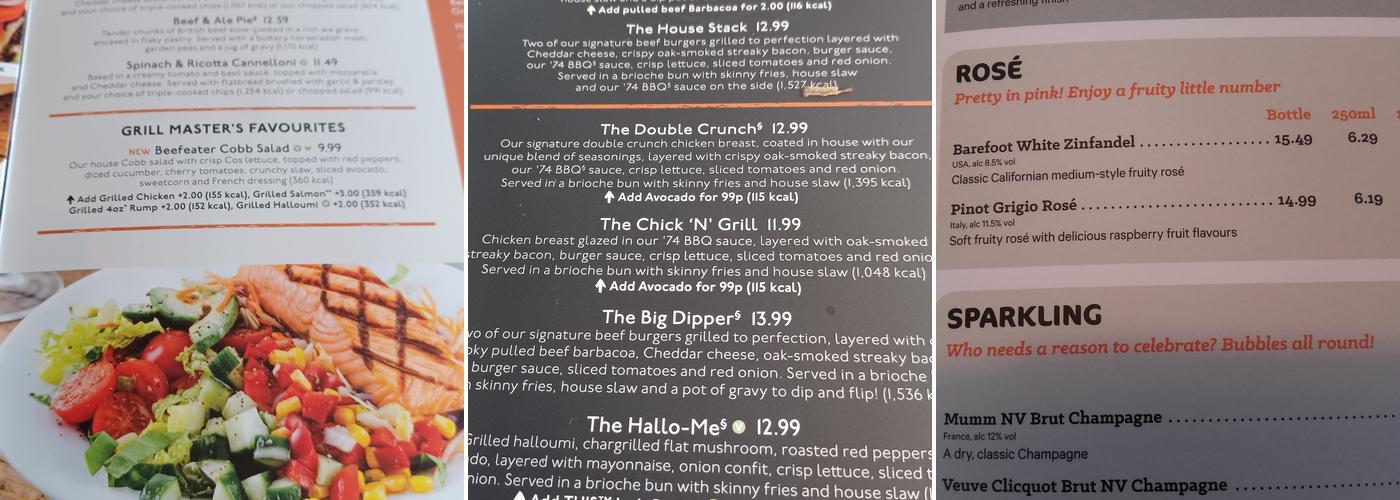 The Orchard Beefeater Menu